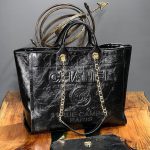 Chanel Purse Set with coin purse- Black Leather with Dust Cover