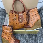 MCM Leather Wedge Boots with Matching Handbag